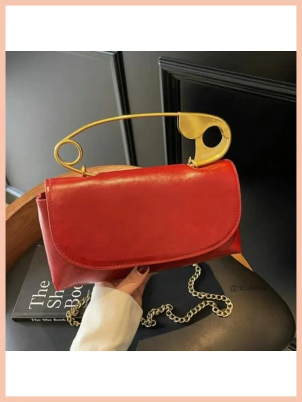 Faux Leather Hobo Shoulder Bag with Chain Strap